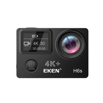 Camera video sport EKEN H6S Ultra HD 4K+ EIS, 170 grade, stabilizare electronica, Dublu ecran, 2' LCD, Wi-Fi, HDMI, Accesorii incluse, micro USB, carcasa subacvatica 30m, 2-inch, Black, Telecomanda si trepied Cadou + Baterie Bonus