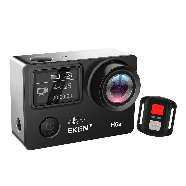 Camera video sport EKEN H6S Ultra HD 4K+ EIS, 170 grade, stabilizare electronica, Dublu ecran, 2' LCD, Wi-Fi, HDMI, Accesorii incluse, micro USB, carcasa subacvatica 30m, 2-inch, Black, Telecomanda si trepied Cadou + Baterie Bonus