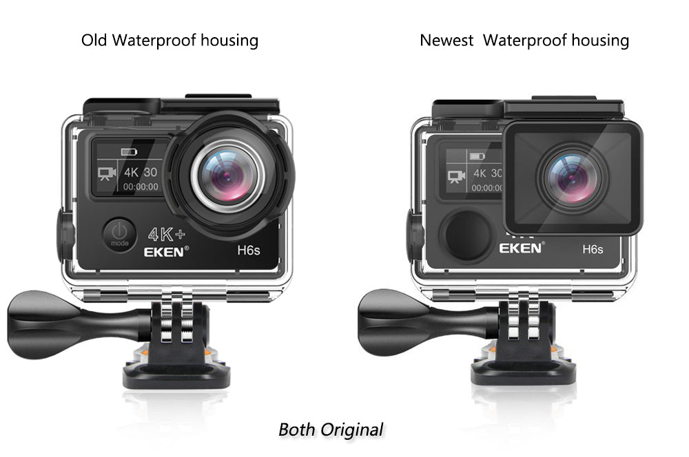 Camera video sport EKEN H6S Ultra HD 4K+ EIS, 170 grade, stabilizare electronica, Dublu ecran, 2' LCD, Wi-Fi, HDMI, Accesorii incluse, micro USB, carcasa subacvatica 30m, 2-inch, Black, Telecomanda si trepied Cadou + Baterie Bonus