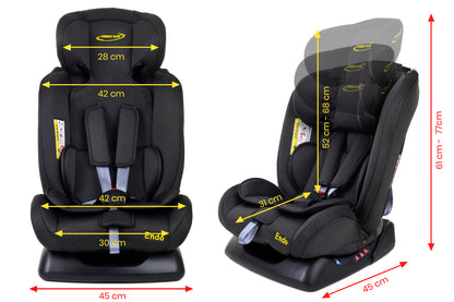 Scaun Auto Profesional Pentru Copil, Baby Jolie ENDO IDL Collection, 3 Grupe de Greutate 0-36 kg, Pozitie de Somn, Instalare In Fata si Spate, Centuri de Siguranta cu 5 Puncte, Tetiera Reglabila,Negru