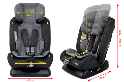 Scaun Auto Profesional Pentru Copil, Baby Jolie ENDO IDL Collection, 3 Grupe de Greutate 0-36 kg, Pozitie de Somn, Instalare In Fata si Spate, Centuri de Siguranta cu 5 Puncte, Tetiera Reglabila, Negru-Gri