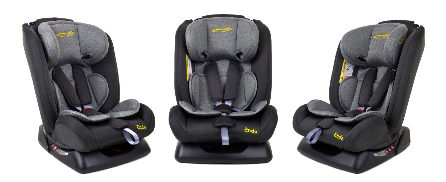 Scaun Auto Profesional Pentru Copil, Baby Jolie ENDO IDL Collection, 3 Grupe de Greutate 0-36 kg, Pozitie de Somn, Instalare In Fata si Spate, Centuri de Siguranta cu 5 Puncte, Tetiera Reglabila, Negru-Gri