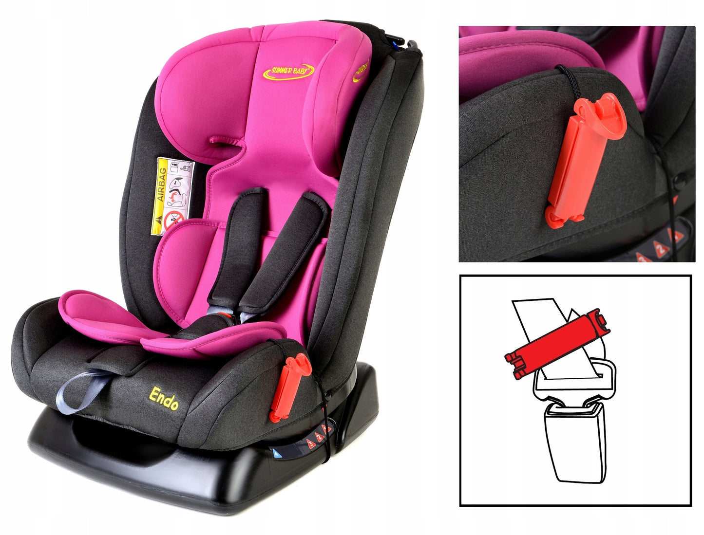 Scaun Auto Profesional Pentru Copil, Baby Jolie ENDO IDL Collection, 3 Grupe de Greutate 0-36 kg, Pozitie de Somn, Instalare In Fata si Spate, Centuri de Siguranta cu 5 Puncte, Tetiera Reglabila, Roz