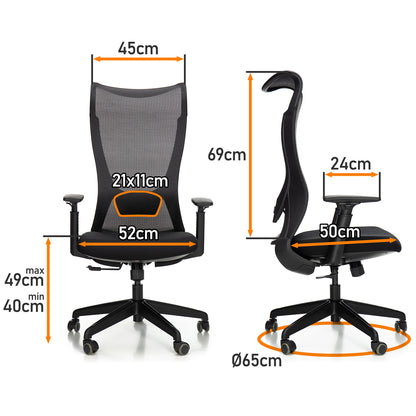 Scaun de Birou Ergonomic idealStore Confort Lux Ergo 960, Sezut din Spuma Confortabila, Spatar aerisit, Cotiere reglabile 2D, Spatarul poate fi inclinat pana la 130