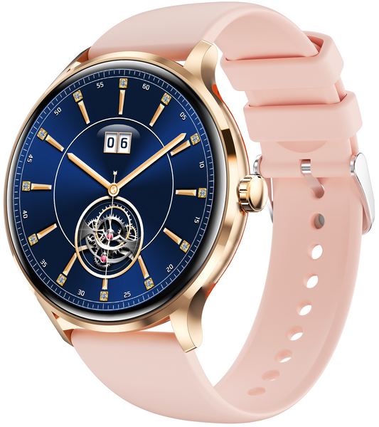 Ceas Smartwatch idealSTORE EvoWatch 2.1, Apel Telefonic, Difuzor Incorporat, HD Voice, Notificari Mesaje, Monitorizare Sanatate, Temperatura Corporala, Management Somn, Vreme, culoare Gold
