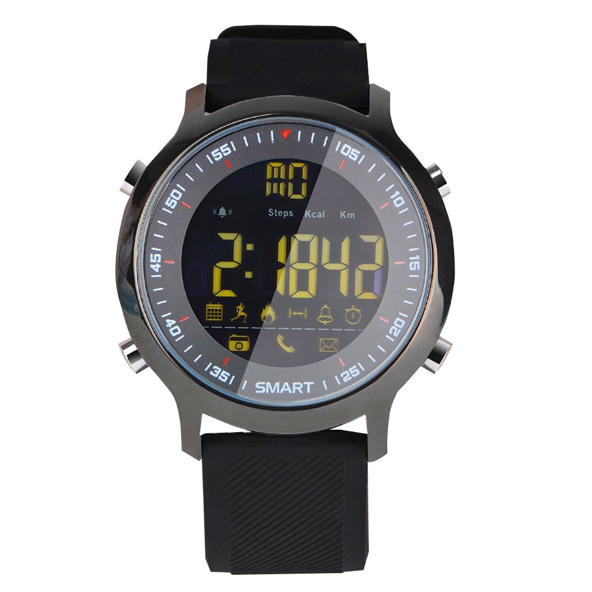 Ceas Smartwatch sport Exodus 2018, OLED display, bluetooth 4.0, compatibil Android / IOS,, WaterProof, Bratara : Silicon, culoare : Negru