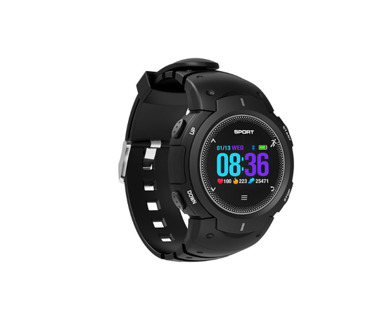 Ceas si Bratara Fitness Smart Frontier 13 2018, Monitorizare Puls, Notificare Apeluri si Mesaje, IP68 Waterproof, Incarcare Magnetica, Culoare Negru
