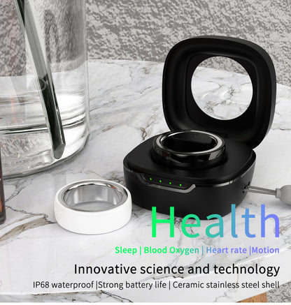 Inel Inteligent Multifunctional Fashion idealSTORE Bluetooth, Monitorizeaza Ritmul Cardiac, Tensiunea Arteriala, Oxigenul din Sange, Temperatura corpului, Somnul, Calorii, Distanta, Miscarea, Multi-Sport, IP68 Otel Inoxidabil-Ceramica, Marime 22 mm