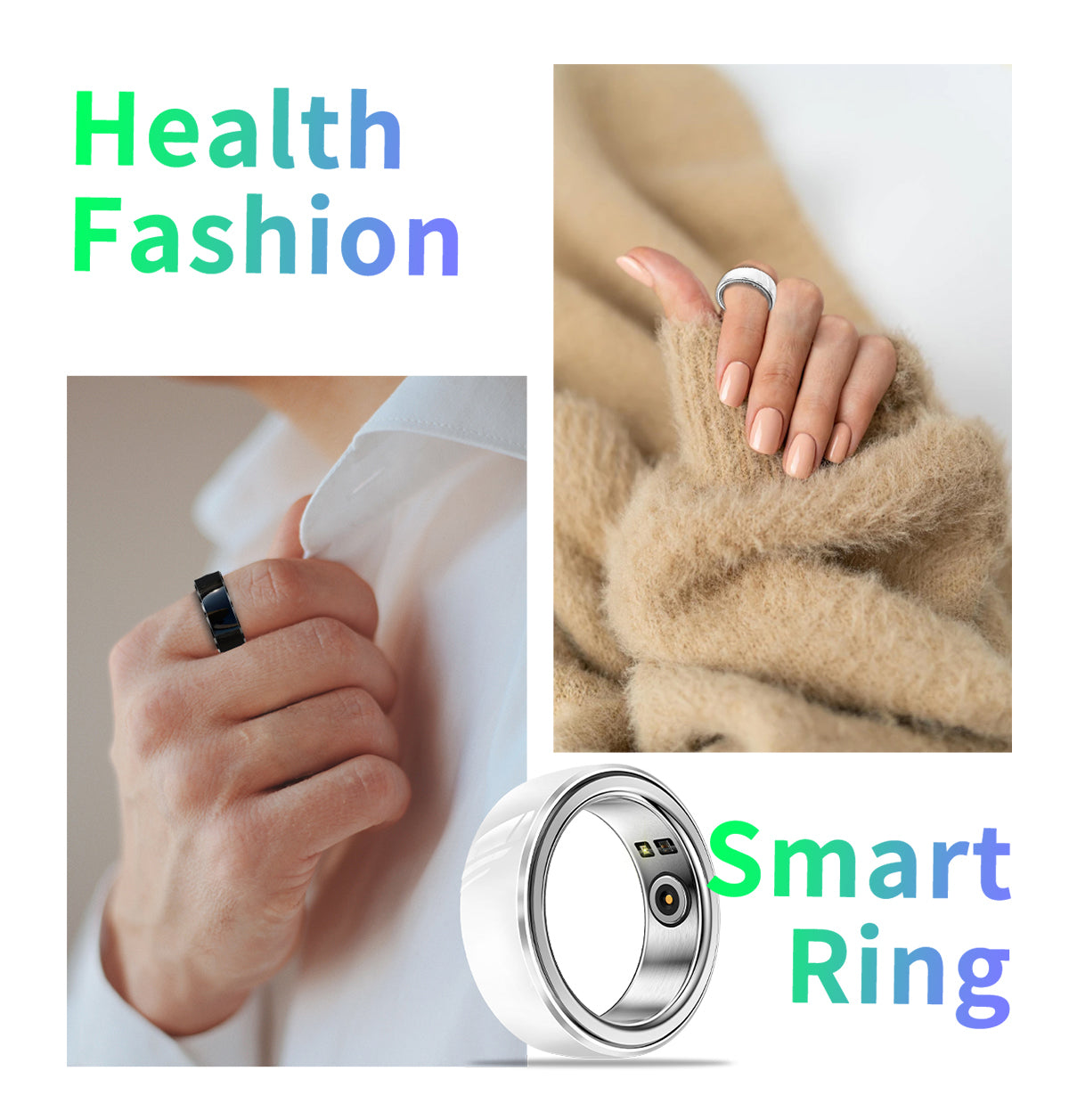 Inel Inteligent Multifunctional Fashion Ring idealSTORE Blouetooth, Monitorizeaza Ritmul Cardiac, Tensiunea Arteriala, Oxigenul din Sange, Temperatura corpului, Somnul, Calorii, Distanta, Miscarea, Multi-Sport, IP68, Otel Inoxidabil-Ceramica, Marime 20 mm