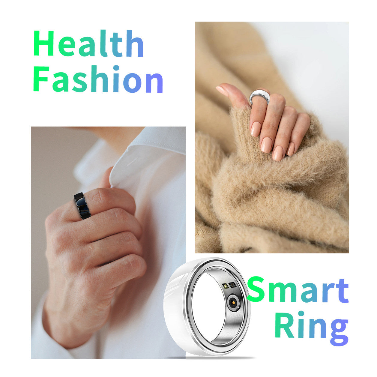 Inel Inteligent Multifunctional Fashion Ring idealSTORE Blouetooth, Monitorizeaza Ritmul Cardiac, Tensiunea Arteriala, Oxigenul din Sange, Temperatura corpului, Somnul, Calorii, Distanta, Miscarea, Multi-Sport, IP68, Otel Inoxidabil-Ceramica, Marime 16 mm
