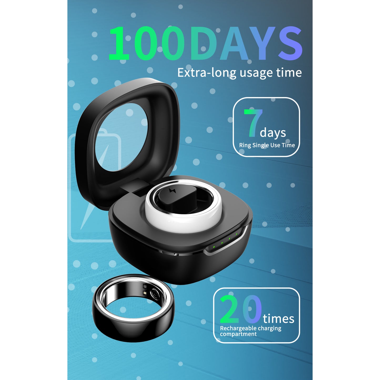 Inel Inteligent Multifunctional Fashion idealSTORE Bluetooth, Monitorizeaza Ritmul Cardiac, Tensiunea Arteriala, Oxigenul din Sange, Temperatura corpului, Somnul, Calorii, Distanta, Miscarea, Multi-Sport, IP68, Otel Inoxidabil-Ceramica, Marime 22 mm