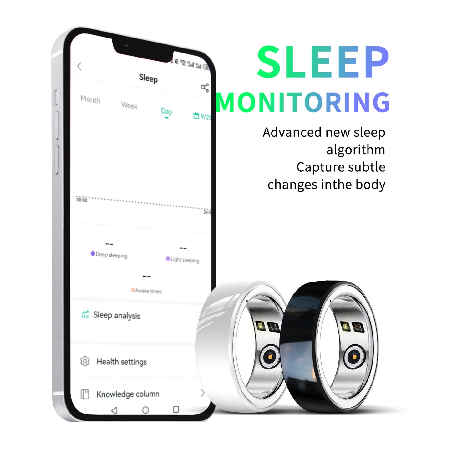 Inel Inteligent Multifunctional Fashion idealSTORE Bluetooth, Monitorizeaza Ritmul Cardiac, Tensiunea Arteriala, Oxigenul din Sange, Temperatura corpului, Somnul, Calorii, Distanta, Miscarea, Multi-Sport, IP68, Otel Inoxidabil-Ceramica, Marime 22 mm