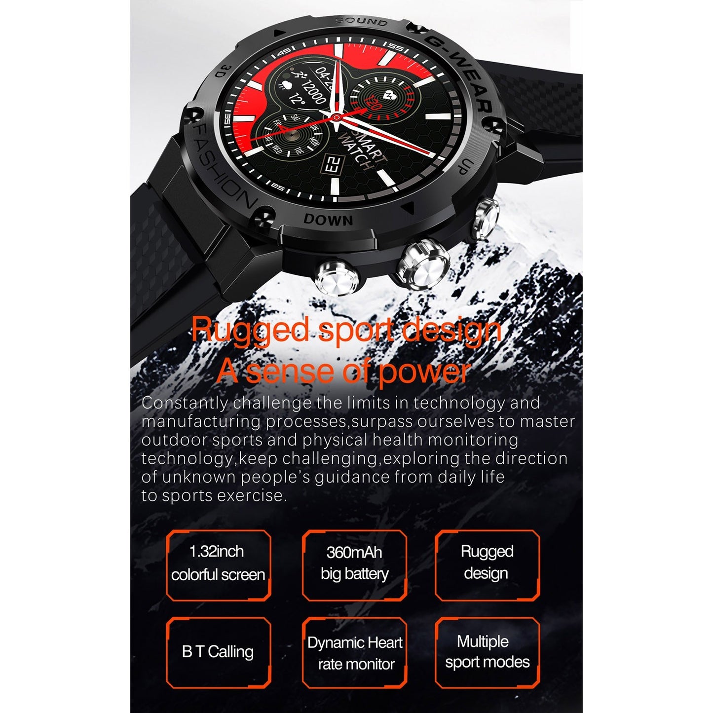 SmartWatch New Fashion idealSTORE, Ecran Complet Tactil 1.32 inch, Apel Bluetooth, Notificari si Momento, Monitorizare Ritm Cardiac/Tensiune Arteriala, Cadrane Personalizate, Moduri Sport, Compatibil iOS si Android, Design Premium