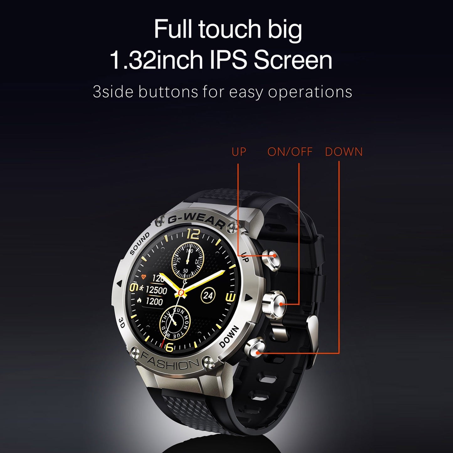 SmartWatch New Fashion idealSTORE, Ecran Complet Tactil 1.32 inch, Apel Bluetooth, Notificari si Momento, Monitorizare Ritm Cardiac/Tensiune Arteriala, Cadrane Personalizate, Moduri Sport, Compatibil iOS si Android, Design Premium