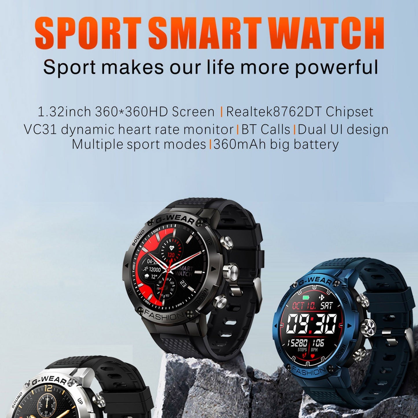 SmartWatch New Fashion idealSTORE, Ecran Complet Tactil 1.32 inch, Apel Bluetooth, Notificari si Momento, Monitorizare Ritm Cardiac/Tensiune Arteriala, Cadrane Personalizate, Moduri Sport, Compatibil iOS si Android, Design Premium