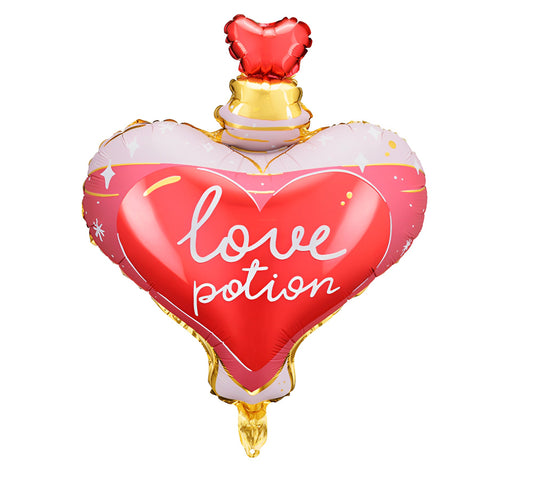 Balon din Folie Love Potion idealSTORE, Dimensiuni 54 x 66 cm, Include pai pentru Umflare, Perfect pentru Valentine's day