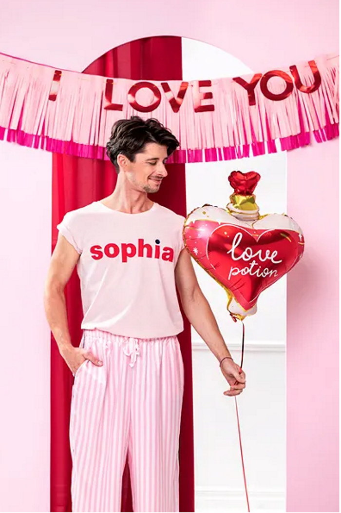 Balon din Folie Love Potion idealSTORE, Dimensiuni 54 x 66 cm, Include pai pentru Umflare, Perfect pentru Valentine's day