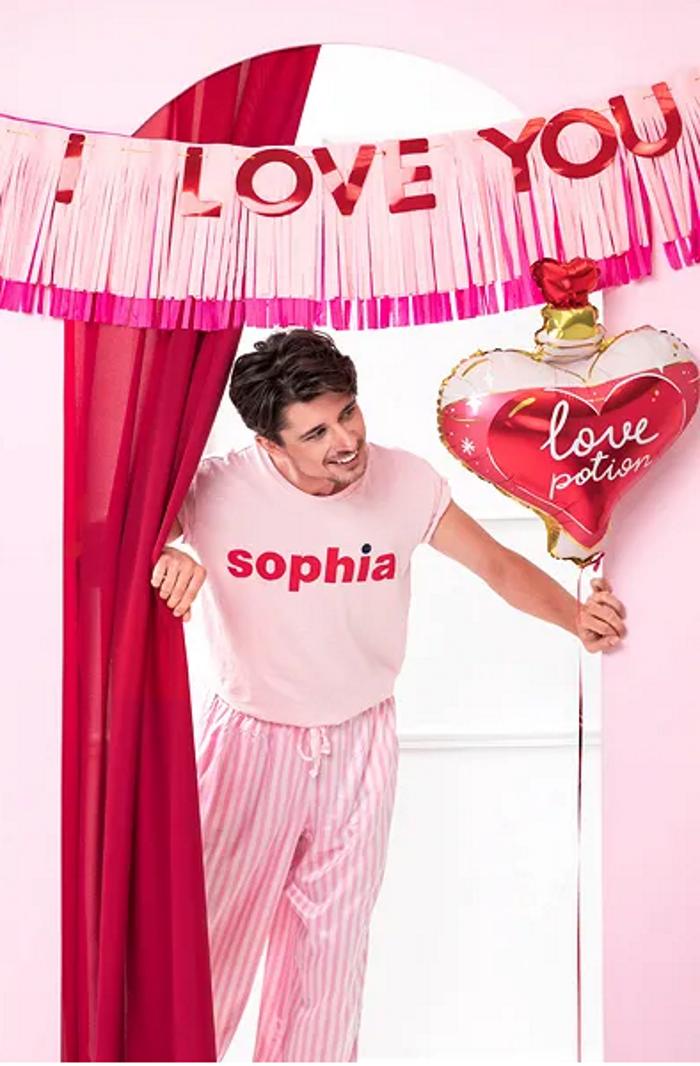 Balon din Folie Love Potion idealSTORE, Dimensiuni 54 x 66 cm, Include pai pentru Umflare, Perfect pentru Valentine's day