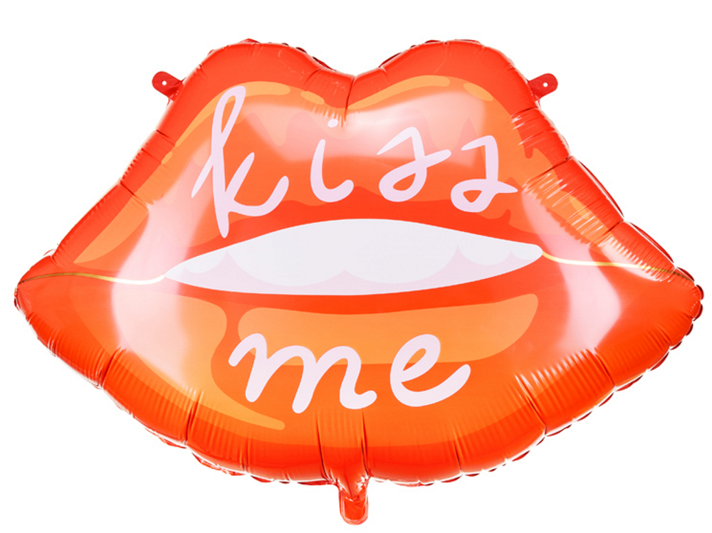 Balon din Folie KISS ME idealSTORE, Dimensiuni 73 x 48 cm, Include pai pentru Umflare, Ideal pentru Valentine's day