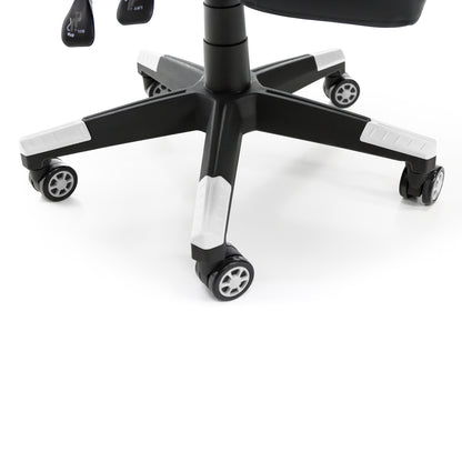 Scaun Gaming Reglabil idealStore eSPORT, Suport pentru Picioare Retractabil, Cotiere reglabile, Perne Confortabile, Modificare inclinatie spatar, Alb Negru