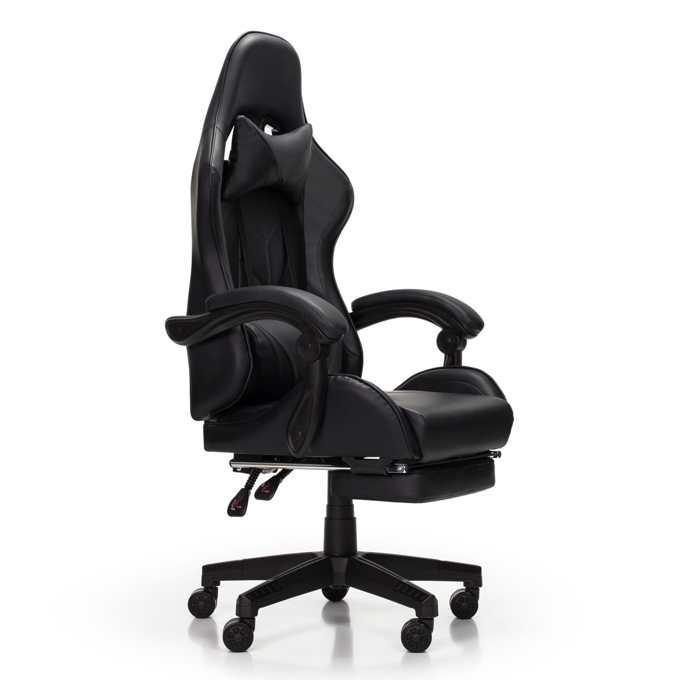 Scaun Gaming Reglabil idealStore eSPORT, Suport pentru Picioare Retractabil, Cotiere reglabile, Perne Confortabile, Modificare inclinatie spatar, Carbon