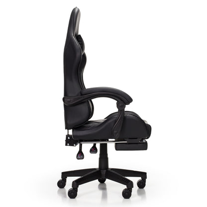 Scaun Gaming Reglabil idealStore eSPORT, Suport pentru Picioare Retractabil, Cotiere reglabile, Perne Confortabile, Modificare inclinatie spatar, Carbon