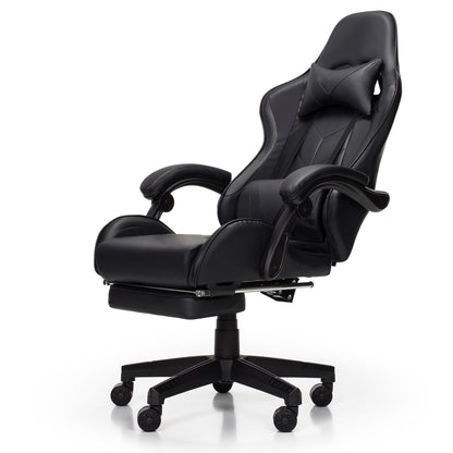 Scaun Gaming Reglabil idealStore eSPORT, Suport pentru Picioare Retractabil, Cotiere reglabile, Perne Confortabile, Modificare inclinatie spatar, Carbon