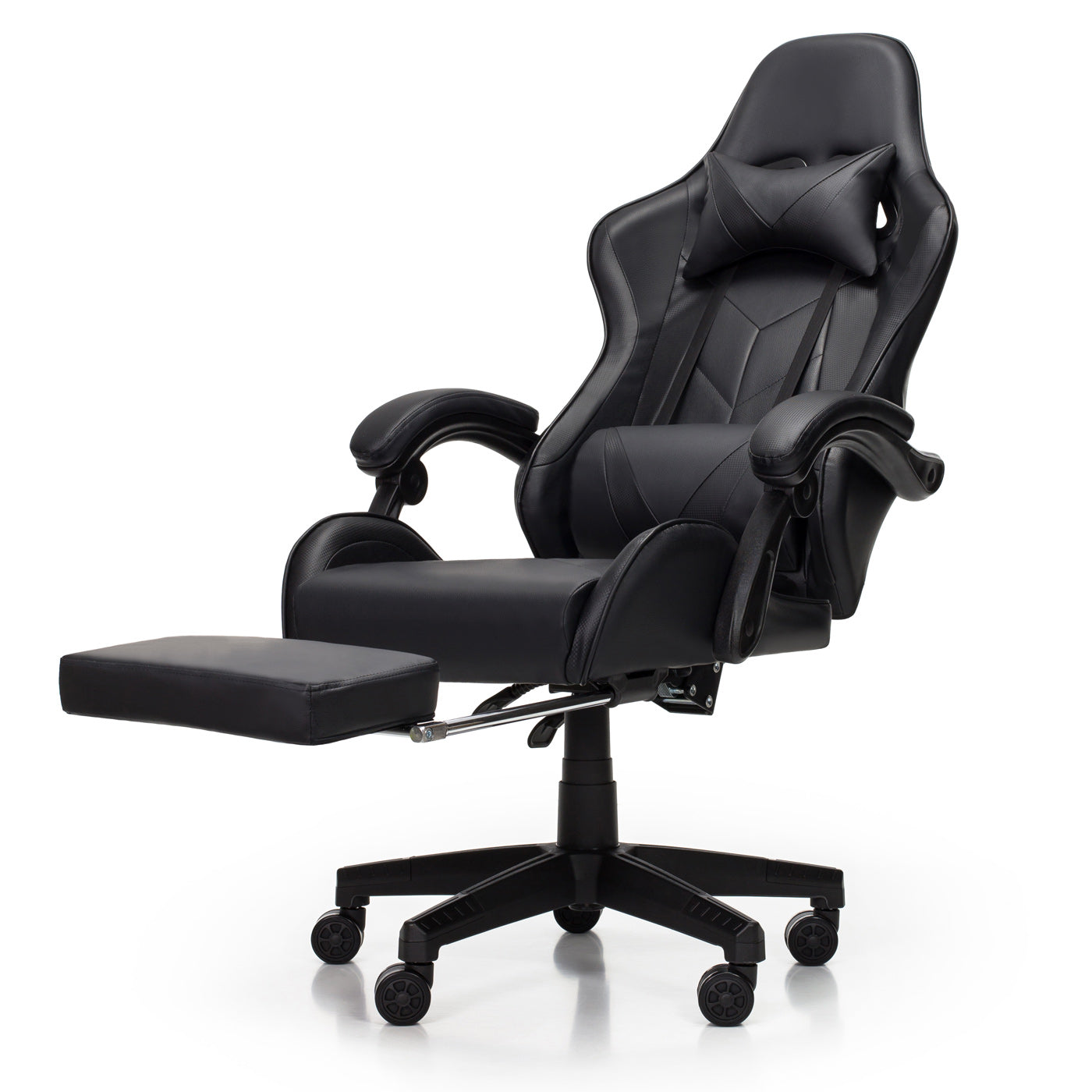 Scaun Gaming Reglabil idealStore eSPORT, Suport pentru Picioare Retractabil, Cotiere reglabile, Perne Confortabile, Modificare inclinatie spatar, Carbon