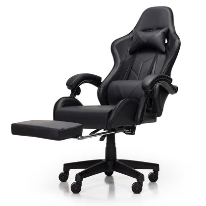 Scaun Gaming Reglabil idealStore eSPORT, Suport pentru Picioare Retractabil, Cotiere reglabile, Perne Confortabile, Modificare inclinatie spatar, Carbon