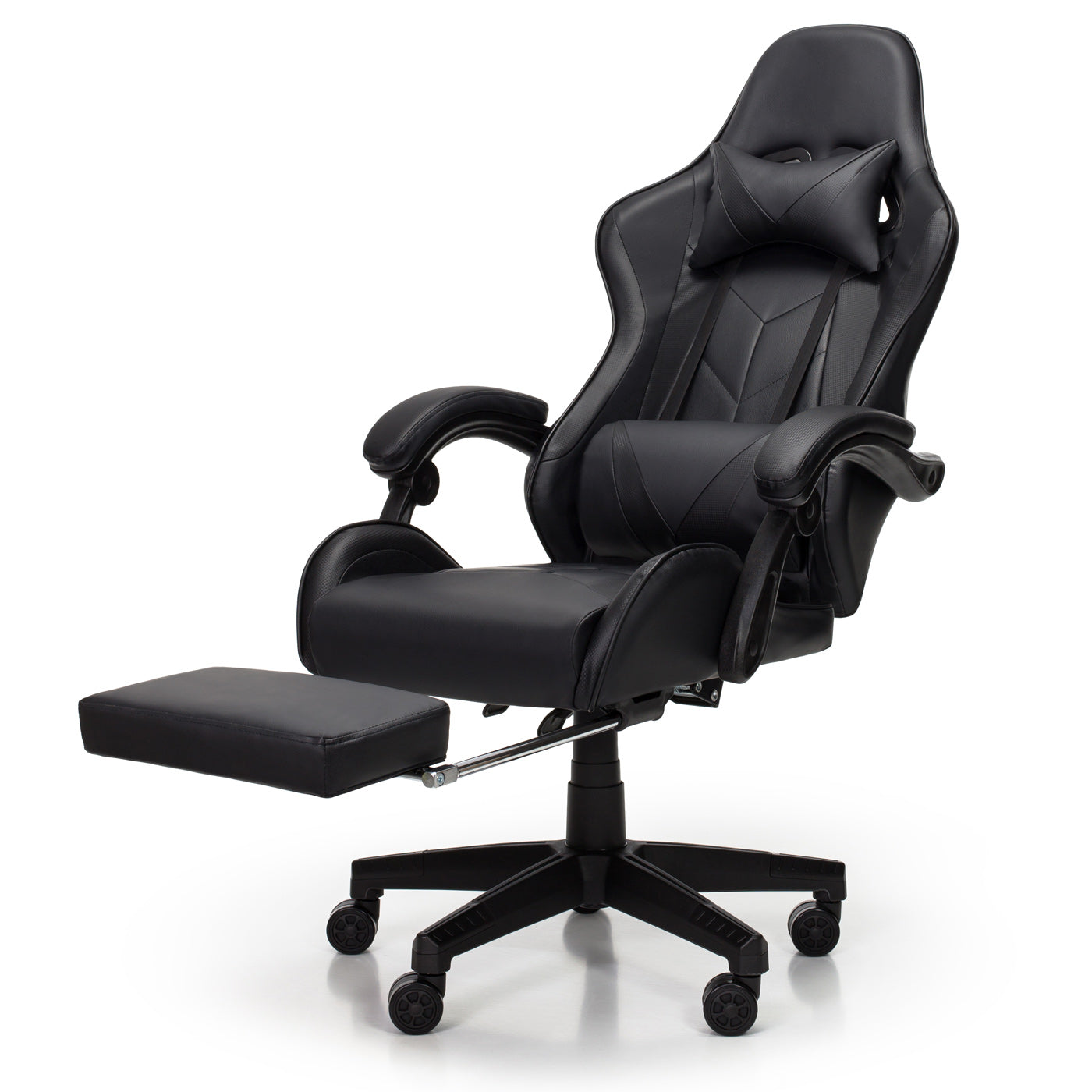 Scaun Gaming Reglabil idealStore eSPORT, Suport pentru Picioare Retractabil, Cotiere reglabile, Perne Confortabile, Modificare inclinatie spatar, Carbon