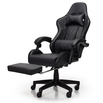 Scaun Gaming Reglabil idealStore eSPORT, Suport pentru Picioare Retractabil, Cotiere reglabile, Perne Confortabile, Modificare inclinatie spatar, Carbon