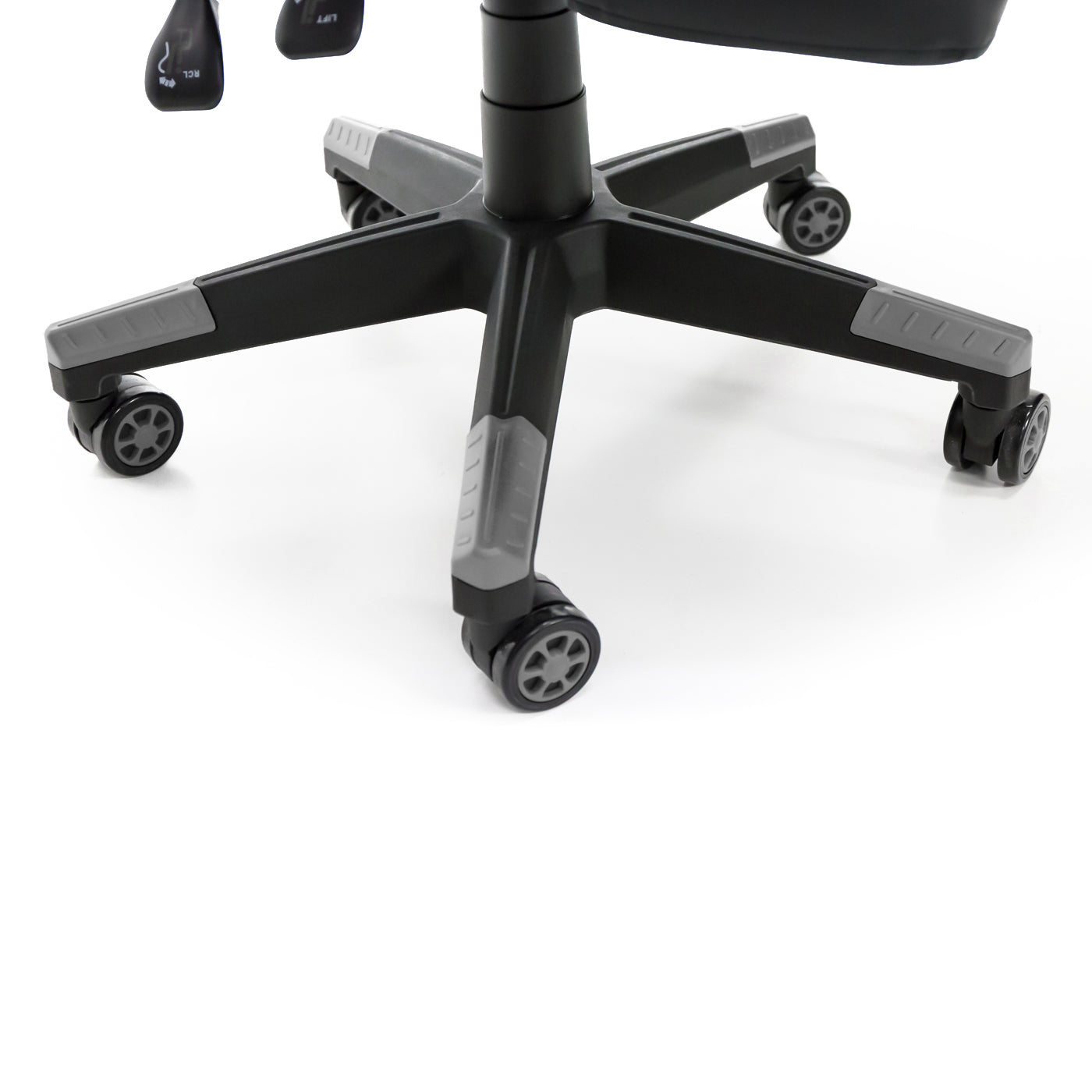 Scaun Gaming Reglabil idealStore eSPORT, Suport pentru Picioare Retractabil, Cotiere reglabile, Perne Confortabile, Modificare inclinatie spatar, Negru Gri