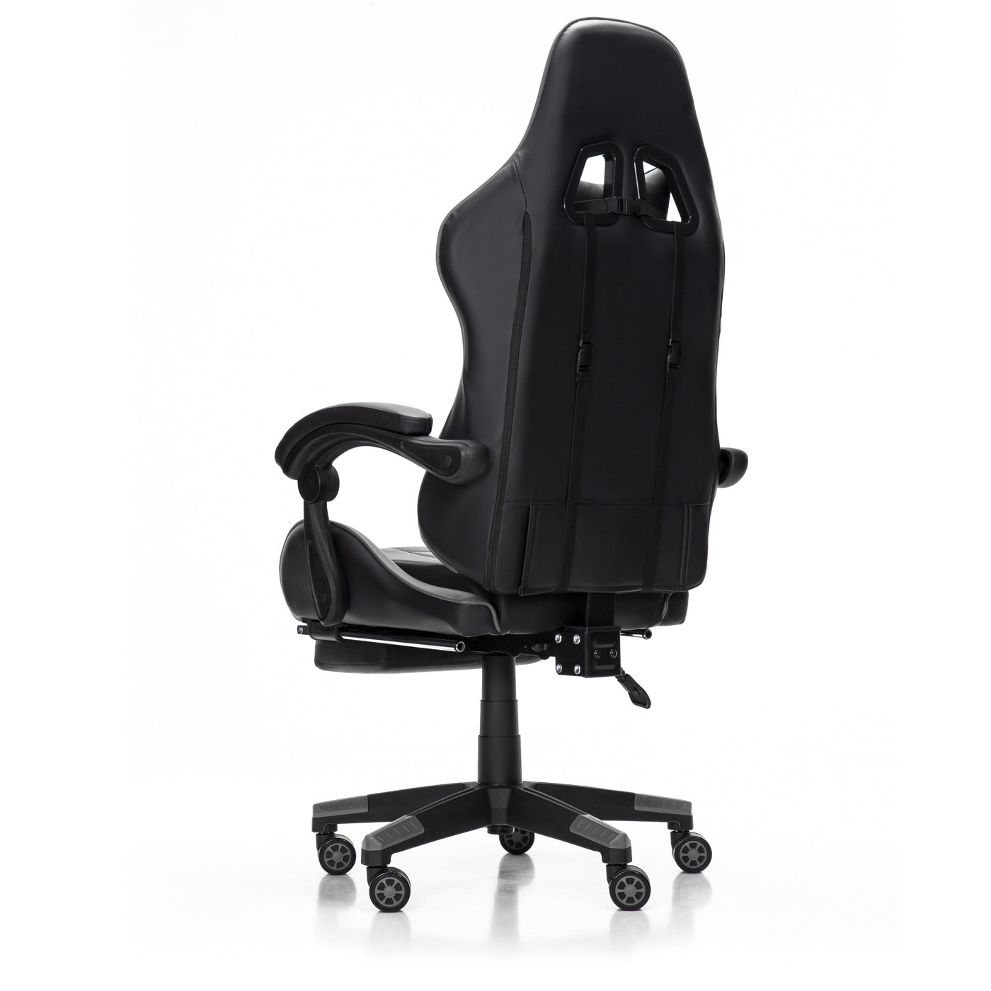 Scaun Gaming Reglabil idealStore eSPORT, Suport pentru Picioare Retractabil, Cotiere reglabile, Perne Confortabile, Modificare inclinatie spatar, Negru Gri