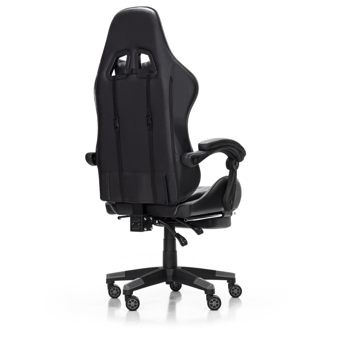 Scaun Gaming Reglabil idealStore eSPORT, Suport pentru Picioare Retractabil, Cotiere reglabile, Perne Confortabile, Modificare inclinatie spatar, Negru Gri