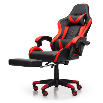 Scaun Gaming Reglabil idealStore eSPORT, Suport pentru Picioare Retractabil, Cotiere reglabile, Perne Confortabile, Modificare inclinatie spatar, Red Black