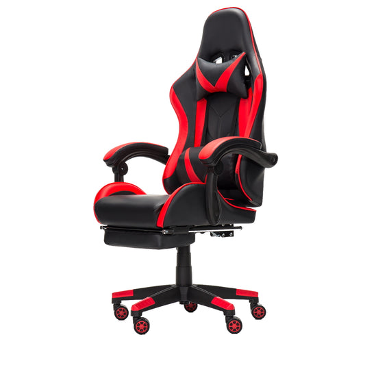Scaun Gaming Reglabil idealStore eSPORT, Suport pentru Picioare Retractabil, Cotiere reglabile, Perne Confortabile, Modificare inclinatie spatar, Red Black