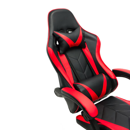 Scaun Gaming Reglabil idealStore eSPORT, Suport pentru Picioare Retractabil, Cotiere reglabile, Perne Confortabile, Modificare inclinatie spatar, Red Black