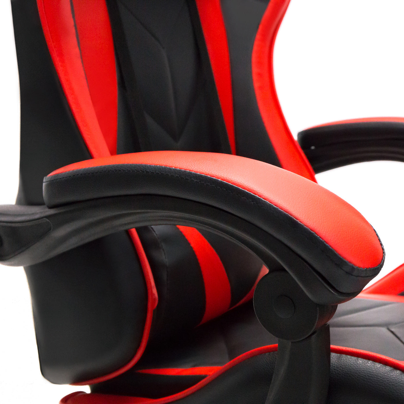 Scaun Gaming Reglabil idealStore eSPORT, Suport pentru Picioare Retractabil, Cotiere reglabile, Perne Confortabile, Modificare inclinatie spatar, Red Black