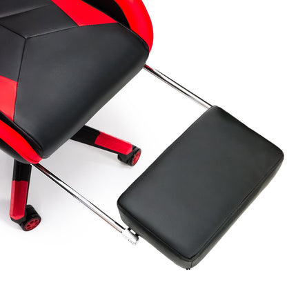 Scaun Gaming Reglabil idealStore eSPORT, Suport pentru Picioare Retractabil, Cotiere reglabile, Perne Confortabile, Modificare inclinatie spatar, Red Black