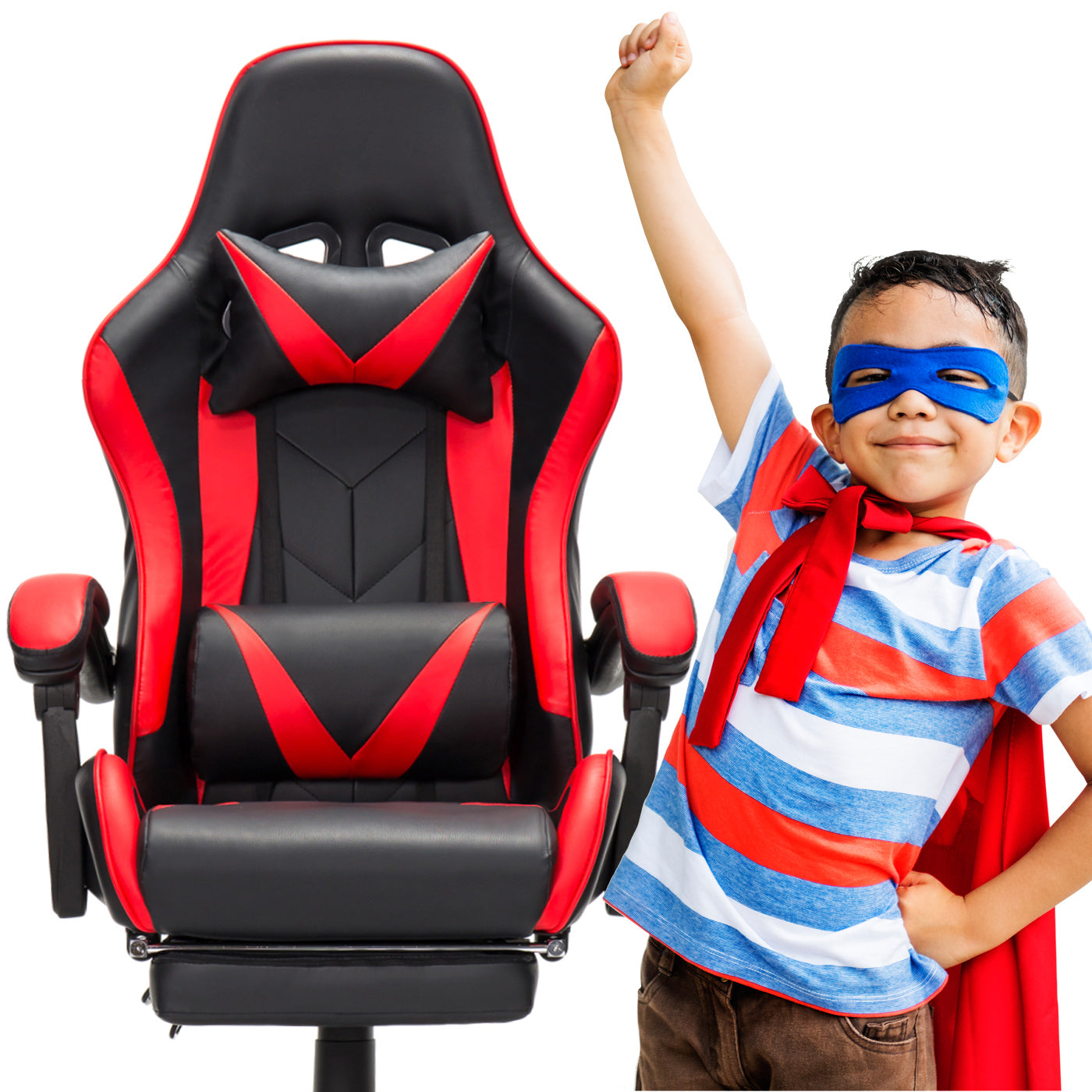 Scaun Gaming Reglabil idealStore eSPORT, Suport pentru Picioare Retractabil, Cotiere reglabile, Perne Confortabile, Modificare inclinatie spatar, Red Black