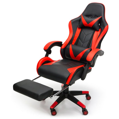 Scaun Gaming Reglabil idealStore eSPORT, Suport pentru Picioare Retractabil, Cotiere reglabile, Perne Confortabile, Modificare inclinatie spatar, Red Black