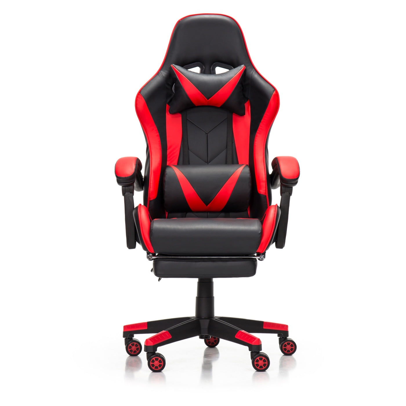 Scaun Gaming Reglabil idealStore eSPORT, Suport pentru Picioare Retractabil, Cotiere reglabile, Perne Confortabile, Modificare inclinatie spatar, Red Black