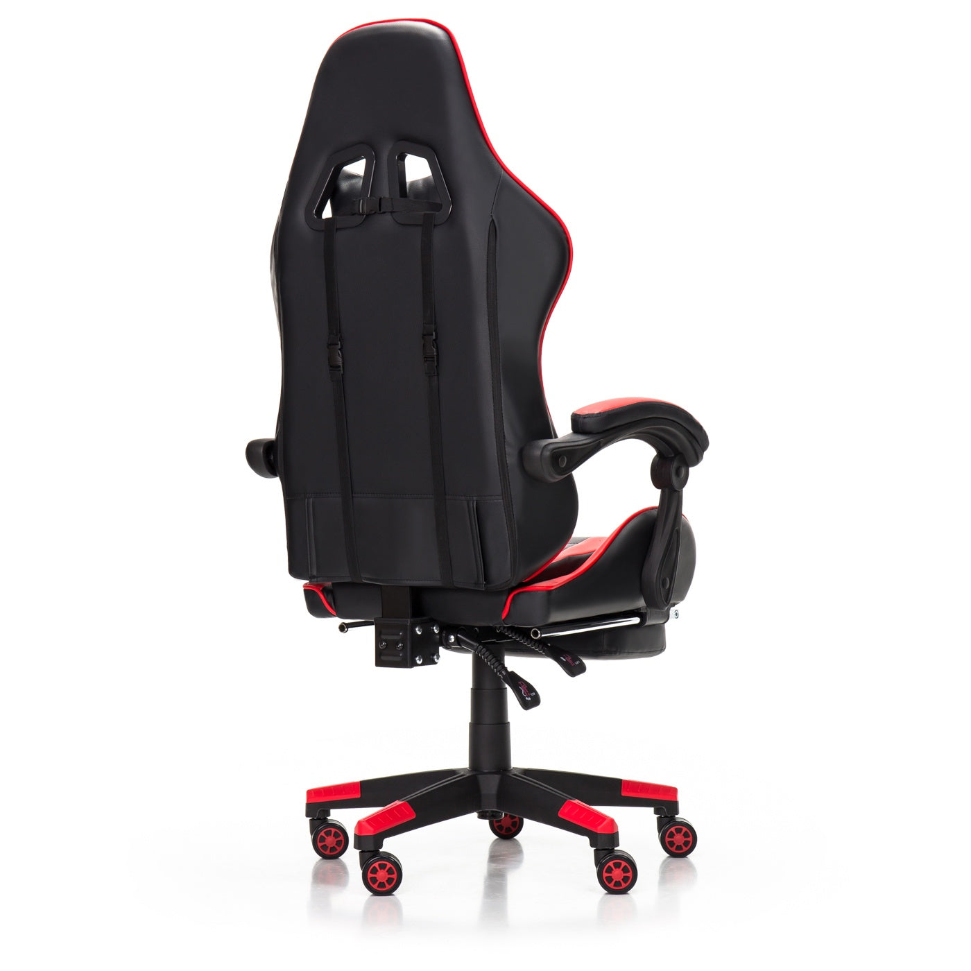Scaun Gaming Reglabil idealStore eSPORT, Suport pentru Picioare Retractabil, Cotiere reglabile, Perne Confortabile, Modificare inclinatie spatar, Red Black