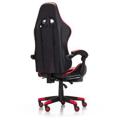 Scaun Gaming Reglabil idealStore eSPORT, Suport pentru Picioare Retractabil, Cotiere reglabile, Perne Confortabile, Modificare inclinatie spatar, Red Black