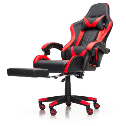 Scaun Gaming Reglabil idealStore eSPORT, Suport pentru Picioare Retractabil, Cotiere reglabile, Perne Confortabile, Modificare inclinatie spatar, Red Black