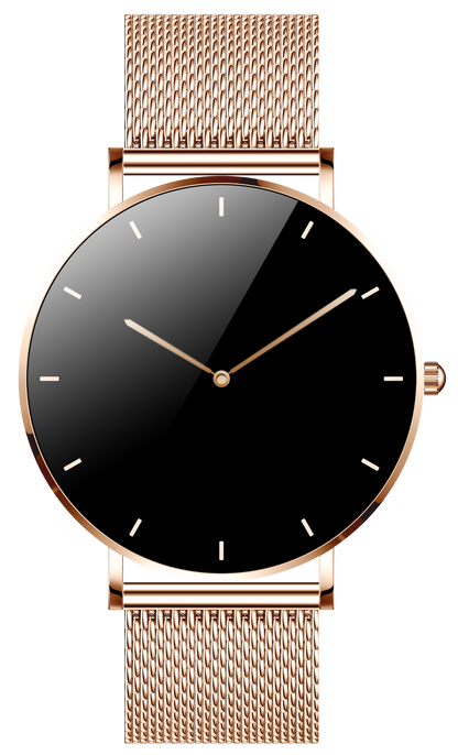 Smartwatch idealSTORE FineTouch2.1, Ecran Amoled, Ultra Subtire, Monitor de Sanatate, 22 Moduri Sport, 30 zile Standby, Buton Lateral, Senzor de Oxigen, Monitorizare Ritm Cardiac, Somn, Respiratie, Bratara Metalica Gold