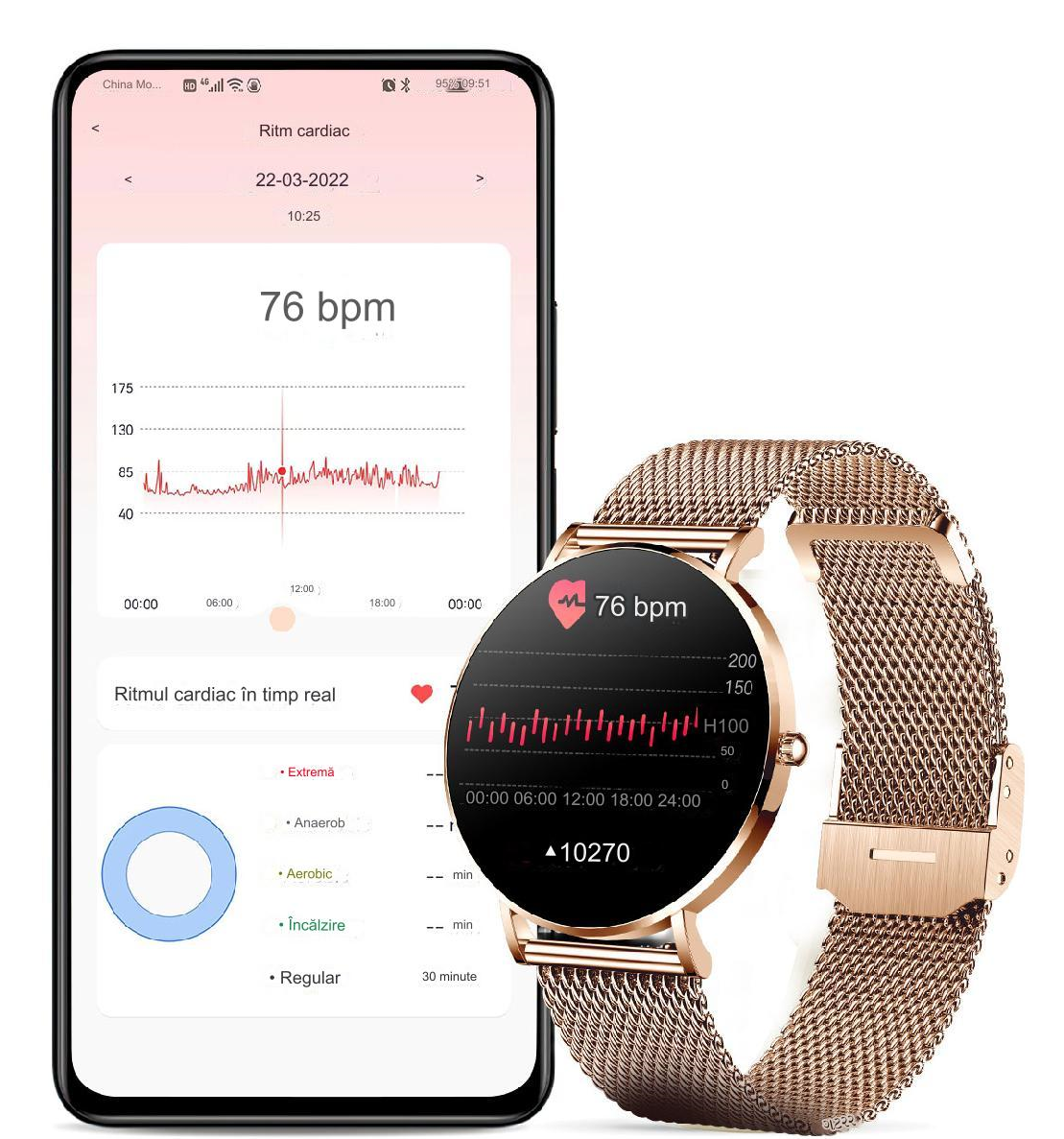 Smartwatch idealSTORE FineTouch2.1, Ecran Amoled, Ultra Subtire, Monitor de Sanatate, 22 Moduri Sport, 30 zile Standby, Buton Lateral, Senzor de Oxigen, Monitorizare Ritm Cardiac, Somn, Respiratie, Bratara Metalica Gold