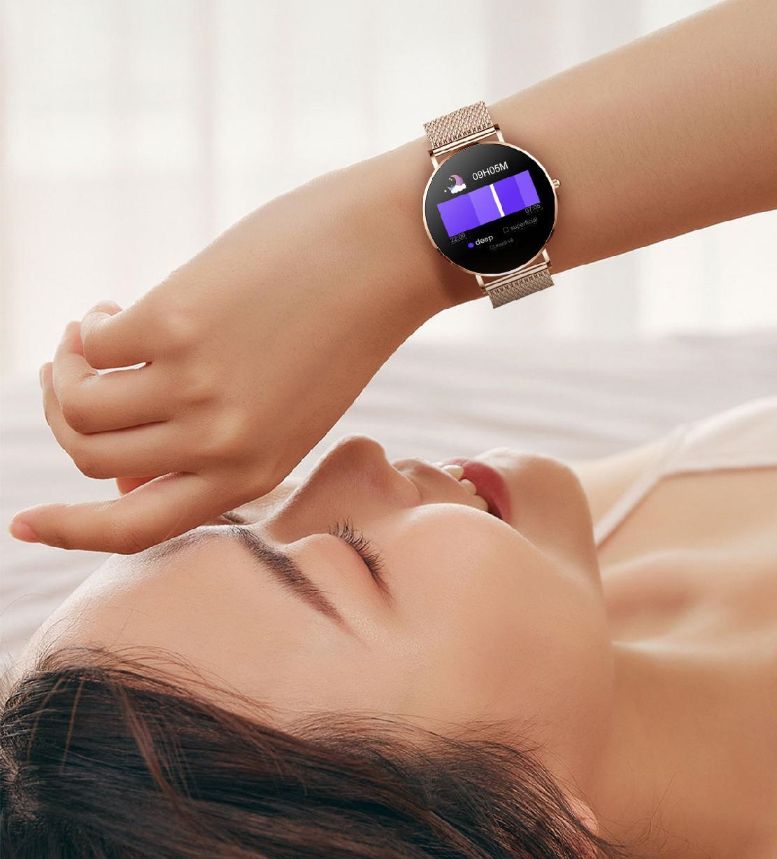 Smartwatch idealSTORE FineTouch2.1, Ecran Amoled, Ultra Subtire, Monitor de Sanatate, 22 Moduri Sport, 30 zile Standby, Buton Lateral, Senzor de Oxigen, Monitorizare Ritm Cardiac, Somn, Respiratie, Bratara Metalica Gold