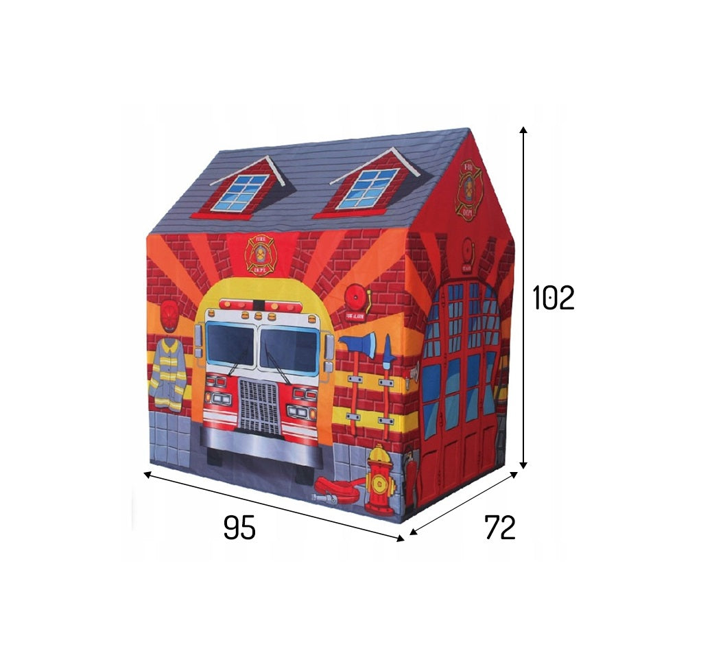 Cort si Spatiu de Joaca pentru copii idealStore FIRE BUS, Dimensiuni 95 x 72 x 102 cm, Ideal pentru casa sau gradina, Asamblare rapida si usoara, Stimuleaza Imaginatia, Curiozitatea si Creativitatea prin joc