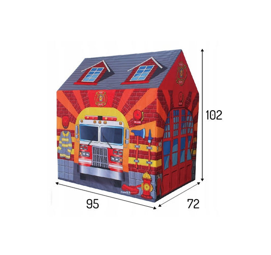 Cort si Spatiu de Joaca pentru copii idealStore FIRE BUS, Dimensiuni 95 x 72 x 102 cm, Ideal pentru casa sau gradina, Asamblare rapida si usoara, Stimuleaza Imaginatia, Curiozitatea si Creativitatea prin joc